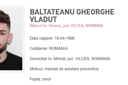 Portrait of BaltaTeanu Gheorghe Vladut on a profile card, showing birth date, residence, and arrest reason (preventive detention for murder).