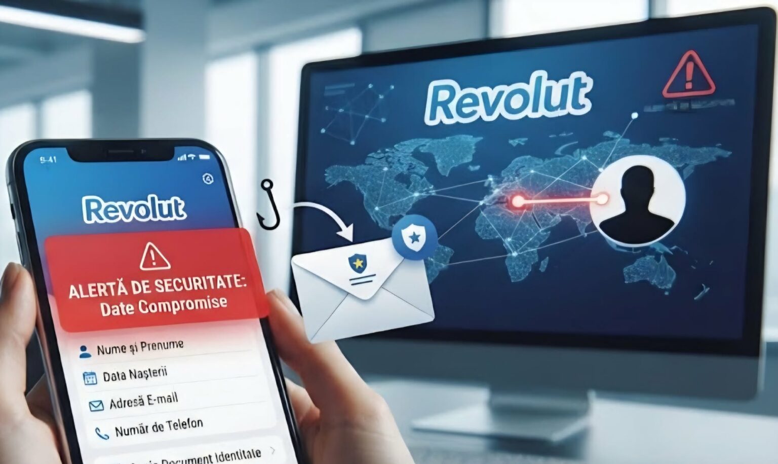 Atac cibernetic la Revolut: Date de identitate compromise. Foto generată cu AI