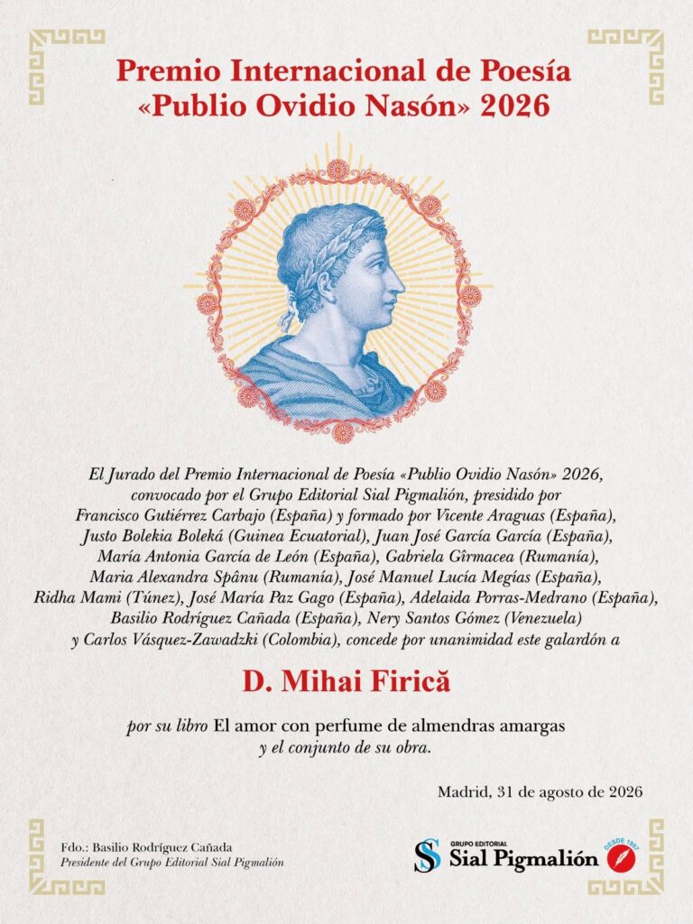 Mihai Firică, distins cu Premiul ”Publio Ovidio Nasón” - Jurnalul Olteniei – Știri din Craiova și Oltenia Mihai Firică, distins cu Premiul ”Publio Ovidio Nasón”