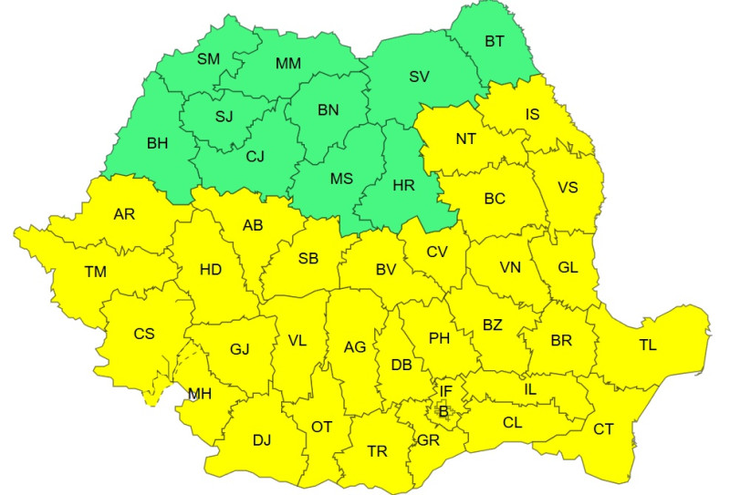 ANM: Oltenia intră sub cod galben de caniculă