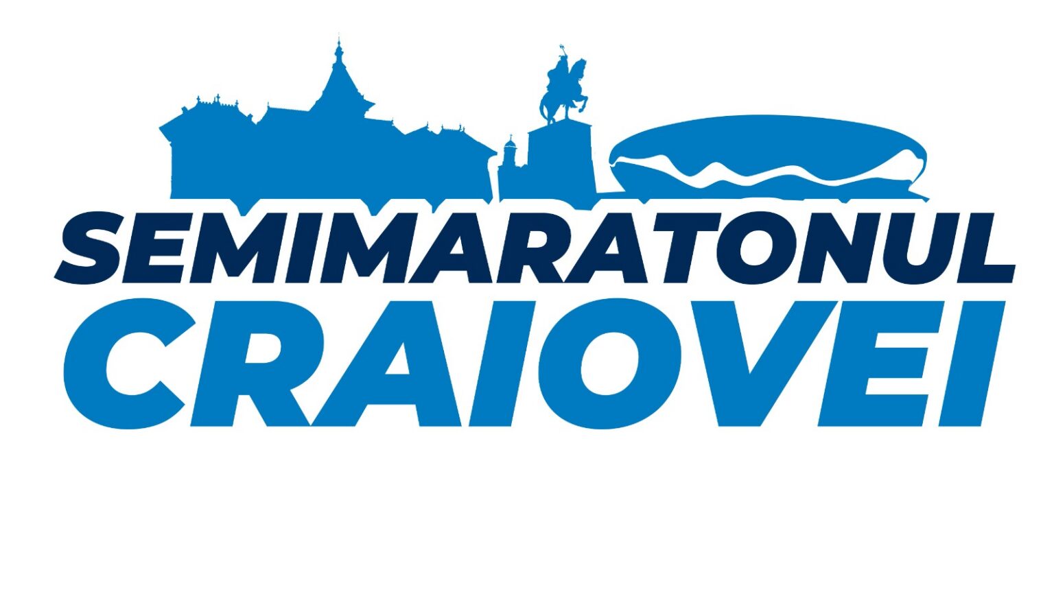 semimaratonul craiovei 1 - Jurnalul Olteniei – Știri din Craiova și Oltenia Logo for Semimaratonul Craiovei featuring a blue city skyline and an equestrian statue on a pedestal above bold text.