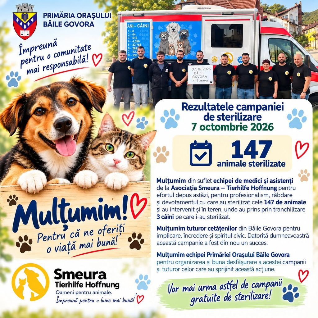 Campanie gratuită de sterilizare la Băile Govora