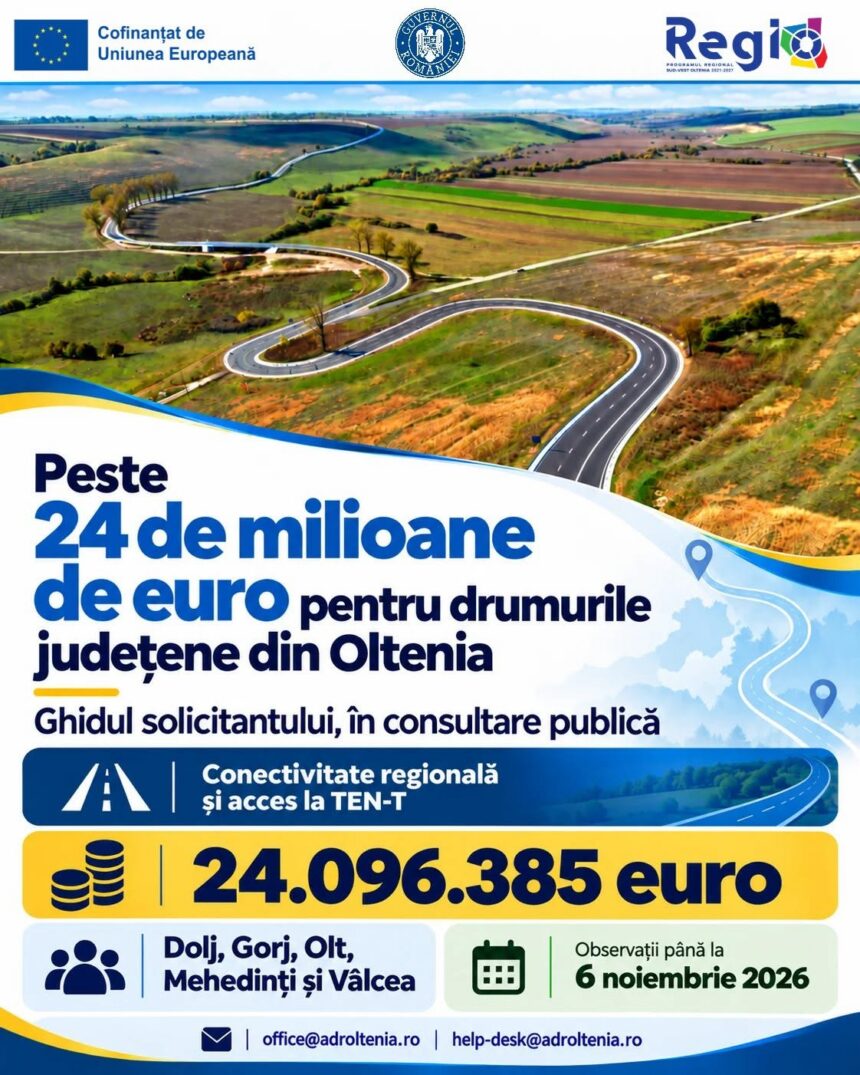 Drumurile județene din Oltenia, vizate de noi investiții UE