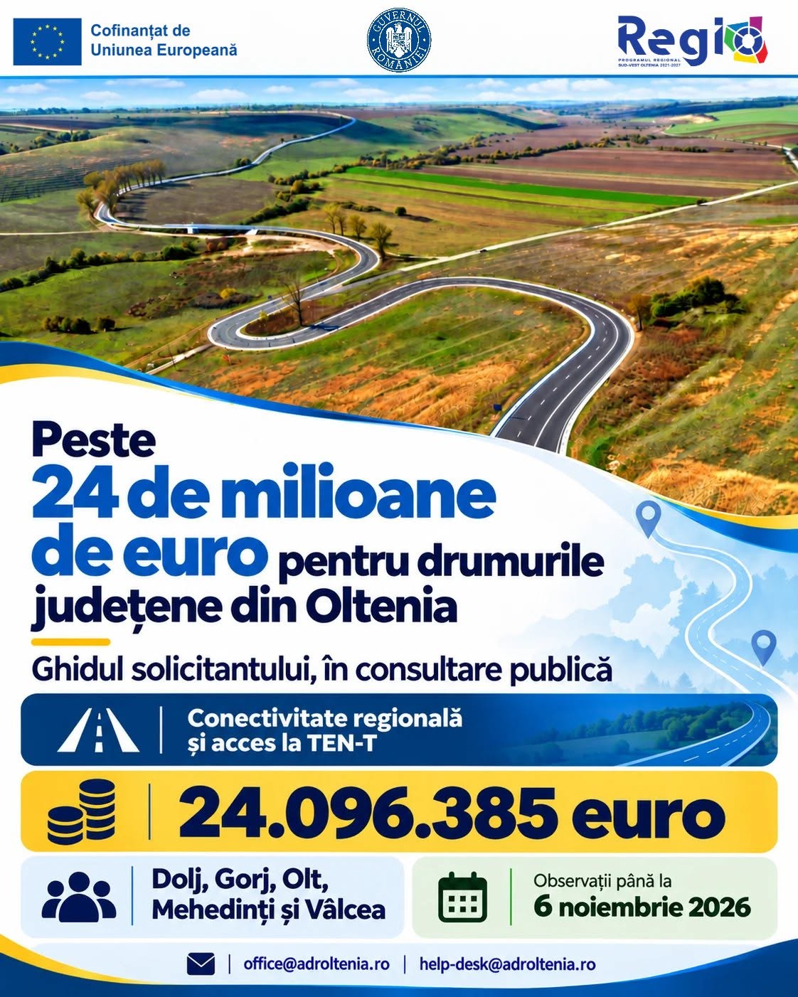Drumurile județene din Oltenia, vizate de noi investiții UE