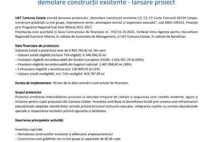 Comunicát de presă: titlu în română, cu logo UE, guvern României și Regio, octombrie 2025